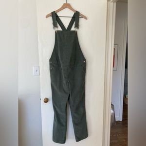 Hatch green corduroy maternity overalls